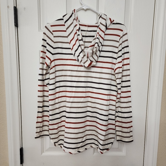 Market & Spruce Striped Hooded pullover lightweight sweater - Picture 6 of 8